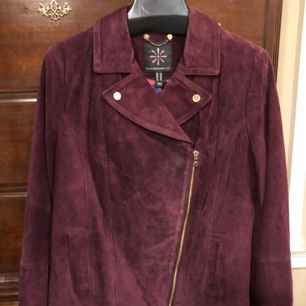 NWOT, Isaac Mizrahi Live Suede Moto Jacket Size 12